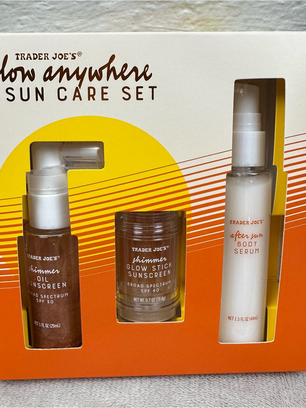 Trader Joe's Glow Anywhere Sun Care Set - Brown & White